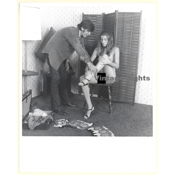 Artistic Erotic Couple Study *16: Dressed Man Undresses Beauty (Vintage Photo KORENJAK 1960s/1970s)