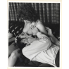 Erotic Couple Study: Man With Moustache Kissing Womans' Boob (Vintage Photo KORENJAK 1960s/1970s)