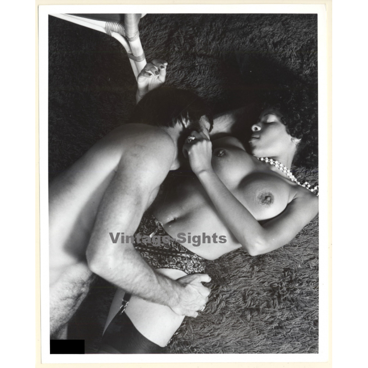 Erotic Study: Nude Interracial Couple On Flocati (Vintage Photo KORENJAK 1960s/1970s)