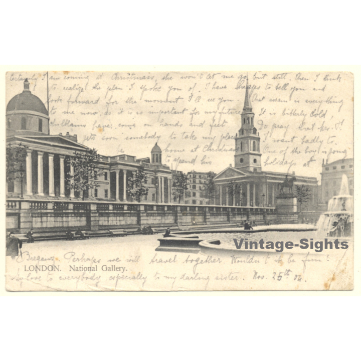 London / UK: NAtional Gallery & St. Martin-in-the-Fields (Vintage PC 1904)