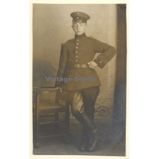 WW1: Young German Soldier in Uniform / Gay INT (Vintage RPPC ~1910s)