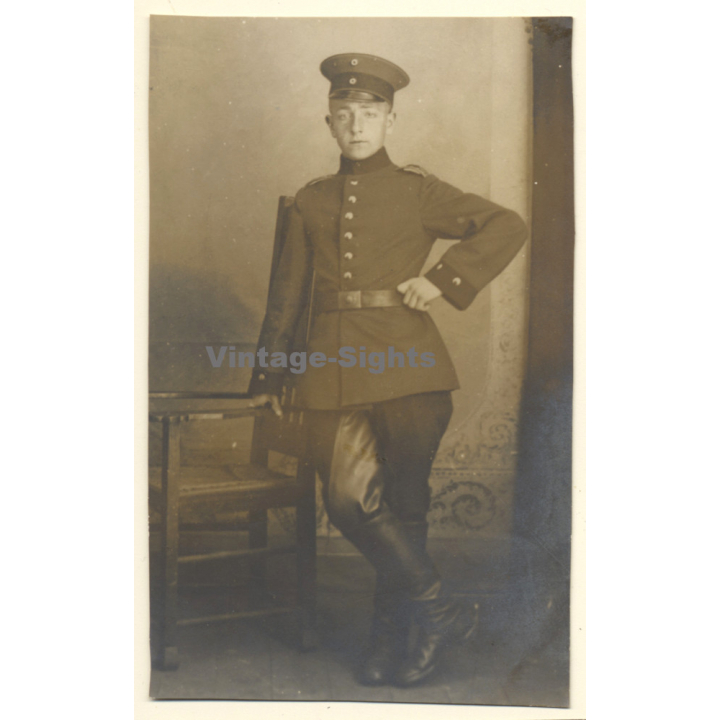 WW1: Young German Soldier in Uniform / Gay INT (Vintage RPPC ~1910s)