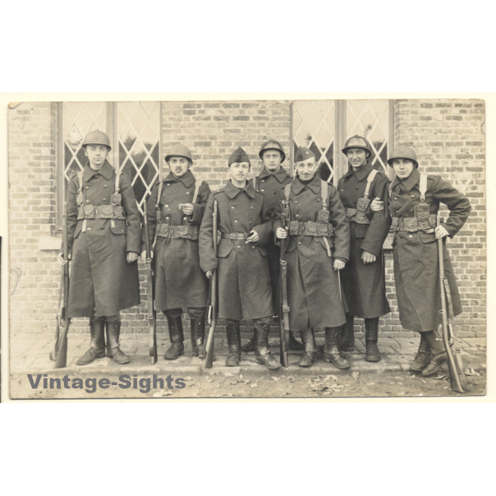 Beverloo / WW1: Group Of Belgian Soldiers In Marching Gear (Vintage RPPC ~1910s)