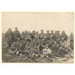 WW1: Large Group Of Belgian Soldiers On Field (Vintage RPPC ~1910s)