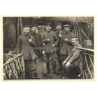 German Soldiers In Front Of Field Camp / August Wilhelm Zunkel (Vintage Photo ~1900s)
