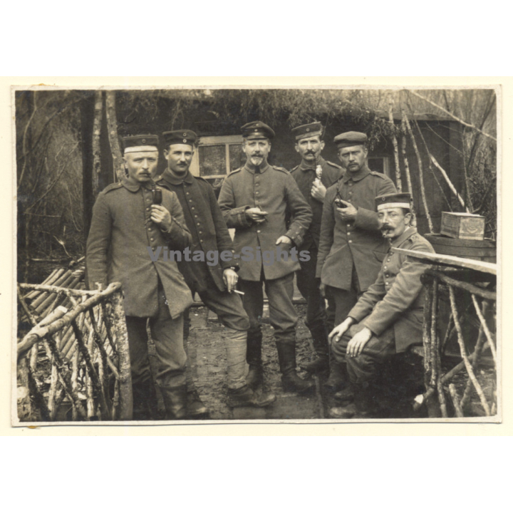 German Soldiers In Front Of Field Camp / August Wilhelm Zunkel (Vintage Photo ~1900s)
