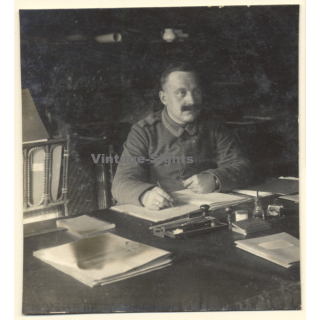 German Soldier Writing At Desk / August Wilhelm Zunkel? (Vintage Photo ~1900s)