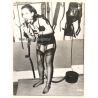 Darkhaired Maid In Chains / Ball Gag - Belt - BDSM (Vintage Photo  ~1950s/1960s)