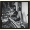 Erotic Study: Semi Nude Blonde Pin-Up Judy Moore*3 / Flashing (Vintage Contact Sheet Photo 1970s/1980s)