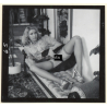 Erotic Study: Semi Nude Blonde Pin-Up Judy Moore*4 / Nylons (Vintage Contact Sheet Photo 1970s/1980s)