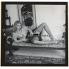 Erotic Study: Semi Nude Blonde Pin-Up Judy Moore*5 / Suspenders (Vintage Contact Sheet Photo 1970s/1980s)