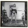 Erotic Study: Semi Nude Blonde Pin-Up Judy Moore*6 / Lifts Skirt (Vintage Contact Sheet Photo 1970s/1980s)