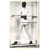 Rear View Of Maid In Wasp Waist Corset / Face Mask - BDSM (Vintage Photo ~1950s/1960s)