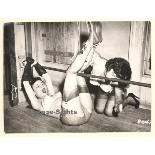 Irving Klaw: Mistress Spanks Maid Tied To Pole / Ball Gag - BDSM (Vintage Photo ~1950s/1960s)