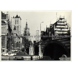 9000 Gent / Belgium: St. Michael's Bridge / Sint-Michielshelling (Vintage Photo B/W 1970s)