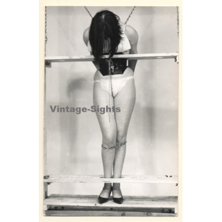 Darkhaired Maid In Wasp Waist Corset In Bondage / BDSM (Vintage Photo ~1950s/1960s)