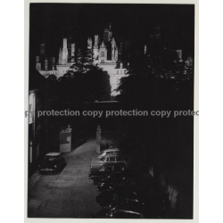 41250 Chambord: Castle Of Chambord At Night / Oldtimers  (Vintage Photo B/W 1962)