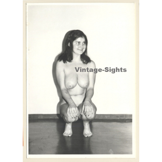 Erotic Study: Funny Busty Nude In The Squats (Vintage Photo GDR ~1980s)