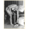 Erotic Study: Semi Nude Blonde Curlyhead Puts On Plateaus / Suspenders (Vintage Photo GDR ~1980s)