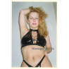 Erotic Study: Busty Natural Semi Nude Blonde*13 / Black Lacquer Bra (Vintage Photo ~1990s)