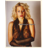 Erotic Study: Pretty Blonde Semi Nude In Transparent Lingerie / Gloves (Vintage Photo ~1990s)