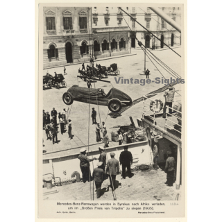 Syrakus: Mercedes Benz Silberpfeil Wird Verladen / Grand Prix Tripolis 1935 (Vintage Press Photo)