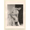 Erotic Study: Topless Darkhaired Beauty In Tull Skirt / Nylons (Vintage Photo ~1940s/1950s)