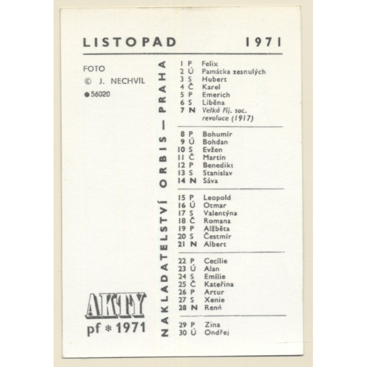 Erotic Study by J. Nechvil: Brunette Nude In Motion / Pin-Up (Vintage Photo & Calender 1971)