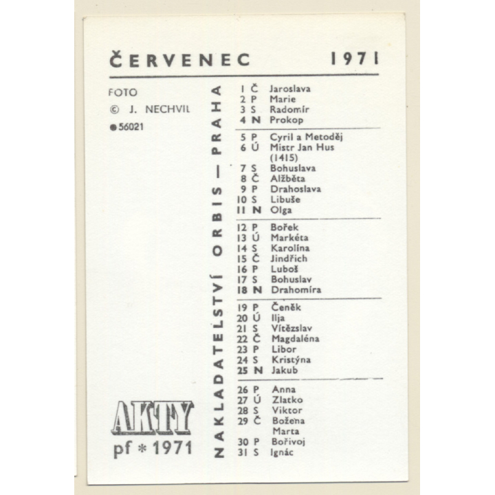 Erotic Study by J. Nechvil: Lascivious Longhaired Nude / Pin-Up (Vintage Photo & Calender 1971)