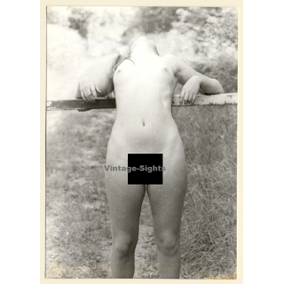Erotic Study: Natural Nude Leaning Against Barrier / Nudism (Vintage Photo GDR ~1980s)