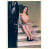 Erotic Study: Elegant Brunette Semi Nude On Stairs / Hairy Armpits (Vintage Photo ~1990s)