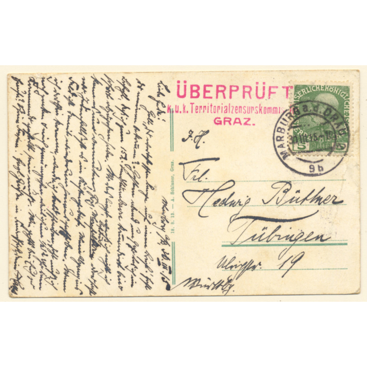 Marburg a.D. - Maribor / Slovenia: Reichsbrücke & Theresienhof (Vintage PC 1915)