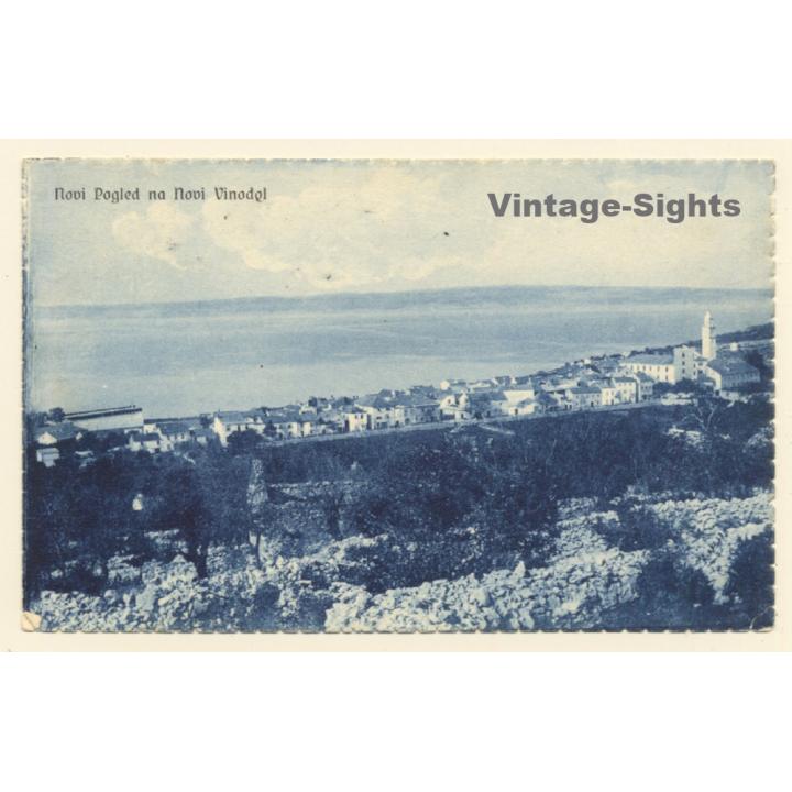 Novi Vinodolski / Croatia: View Over Village & Coast (Vintage PC 1928)