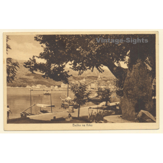 Baska - Krk / Croatia: Partial View Village & Port (Vintage PC 1933)