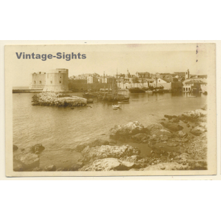 Dubrovnik / Croatia: Ragusa Port (Vintage RPPC ~1920s/1930s)