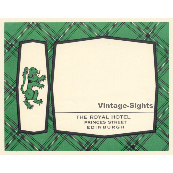 Edinburgh / Scotland: The Royal Hotel - Plaid & Lion (Vintage Luggage Label)
