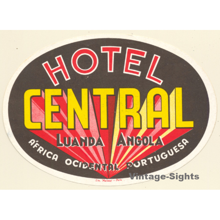 Luanda / Angola: Hotel Central (Vintage Luggage Label)