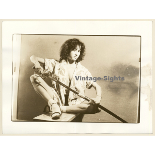 Erotic Study: Semi Nude Female In Kimono / Samurai Sword (French Master Photo 1980s)