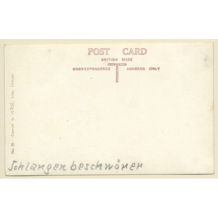 Ceylon / Sri Lanka: Snake Charmers (Vintage RPPC ~1930s)