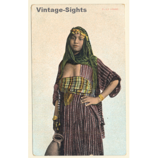 Maghreb: Young Mourish Woman In Traditional Dress / Water Jug (Vintage PC  ~1920s)