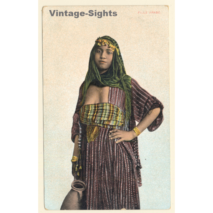 Maghreb: Young Mourish Woman In Traditional Dress / Water Jug (Vintage PC  ~1920s)