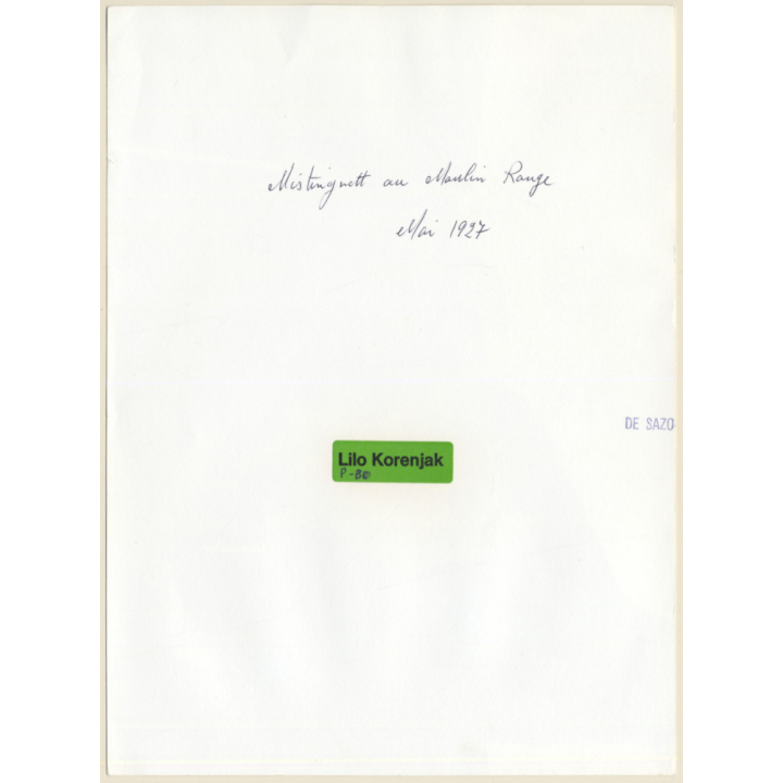 1920s Erotica: Mistinguette Au Moulin Rouge *2 / Boudoir (Large Photo Reprint ~ 24 x 18 CM)