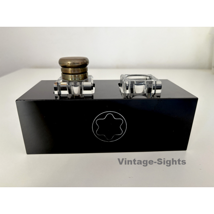 Rare Vintage Mont Blanc Inkwell Deskpiece  For Fountain Pen (France ~1960s/1970s)