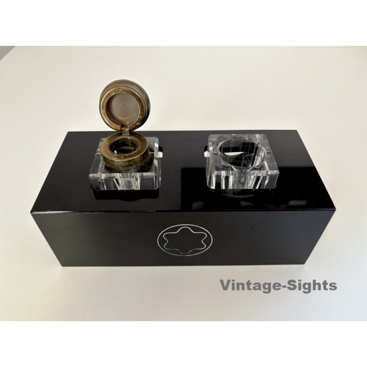 Rare Vintage Mont Blanc Inkwell Deskpiece  For Fountain Pen (France ~1960s/1970s)