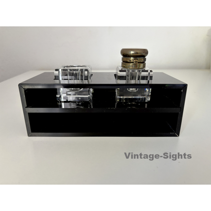 Rare Vintage Mont Blanc Inkwell Deskpiece  For Fountain Pen (France ~1960s/1970s)