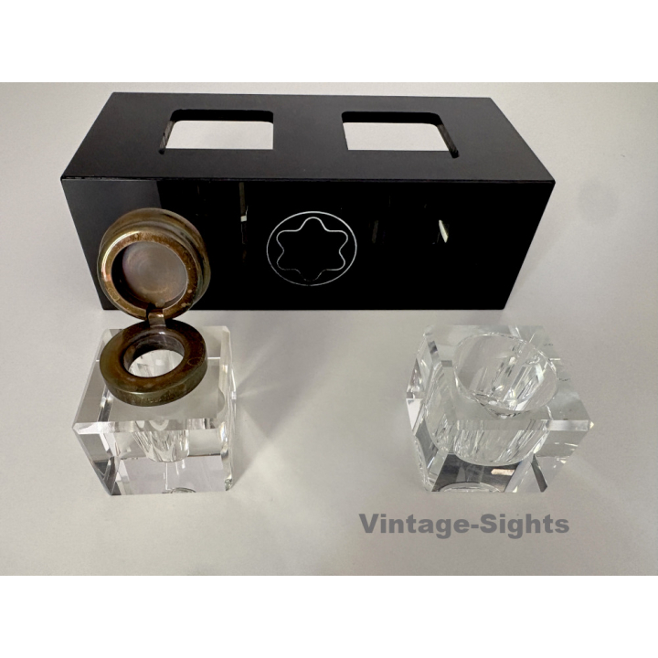 Rare Vintage Mont Blanc Inkwell Deskpiece  For Fountain Pen (France ~1960s/1970s)