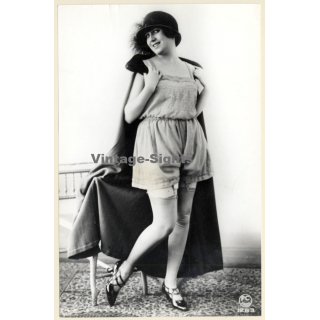 1920s Erotica: Cheeky Flapper Shows Underwear / Boudoir (Large Photo Reprint ~ 24 x 16 CM)