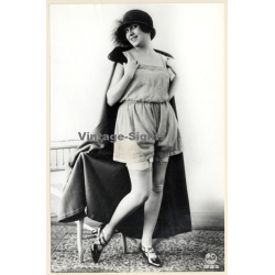 1920s Erotica: Cheeky Flapper Shows Underwear / Boudoir (Large Photo Reprint ~ 24 x 16 CM)