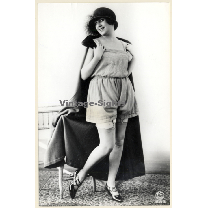 1920s Erotica: Cheeky Flapper Shows Underwear / Boudoir (Large Photo Reprint ~ 24 x 16 CM)