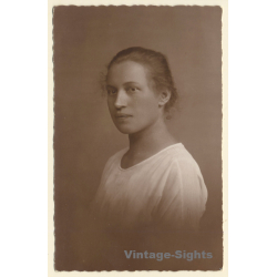 Portrait Of Beautiful Young Natural Woman (Vintage RPPC 1928)